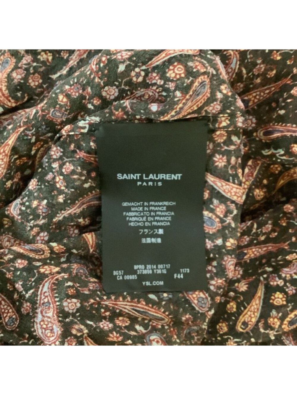 Saint Laurent Paisley Print Ruffled Blouse Top Long Sleeve Authentic Size F44/L - Picture 7 of 11